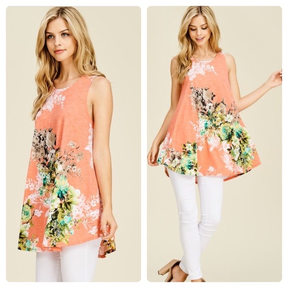 Last 1! Peachy floral swing top - Picture 3 of 6